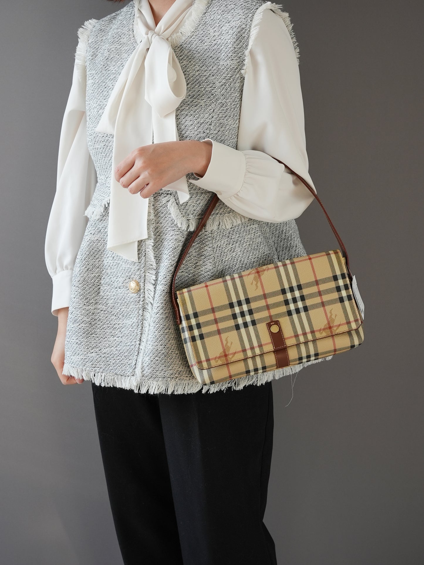 Burberry Nova Check Shoulder Bag PVC Leather