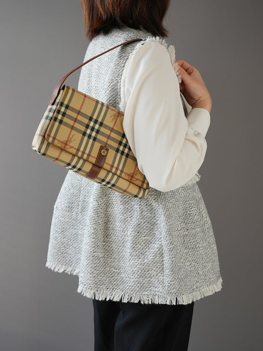 Burberry Nova Check Shoulder Bag PVC Leather