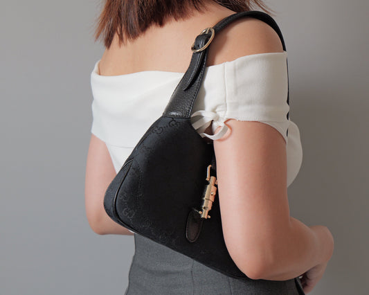 Gucci jackie black Canvas GG Shoulder Bag
