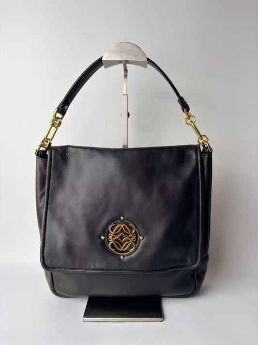 Loewe Vintage Leather Black Shoulder Bag
