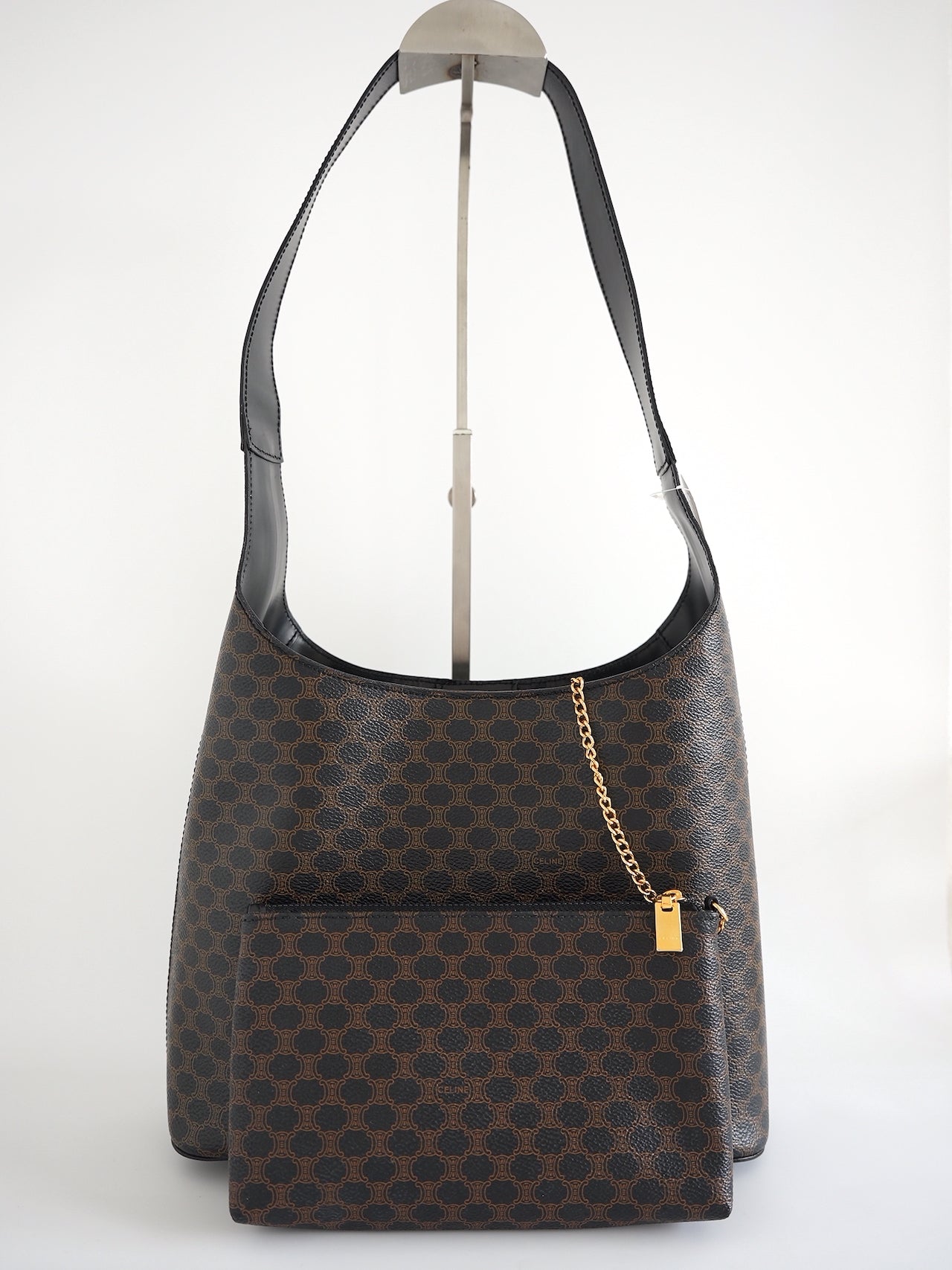 Celine black Macadam Shoulder Bag with Pouch