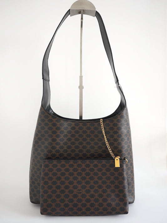 Celine black Macadam Shoulder Bag with Pouch