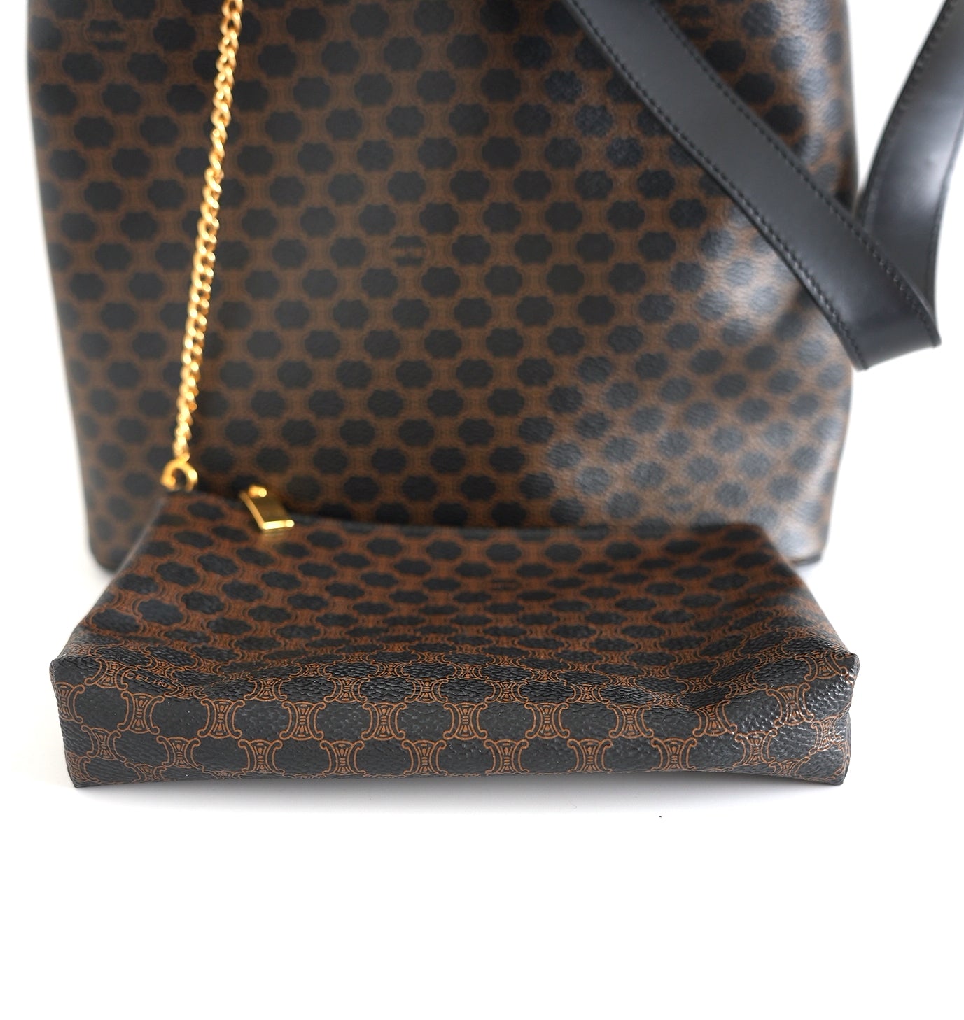 Celine black Macadam Shoulder Bag with Pouch